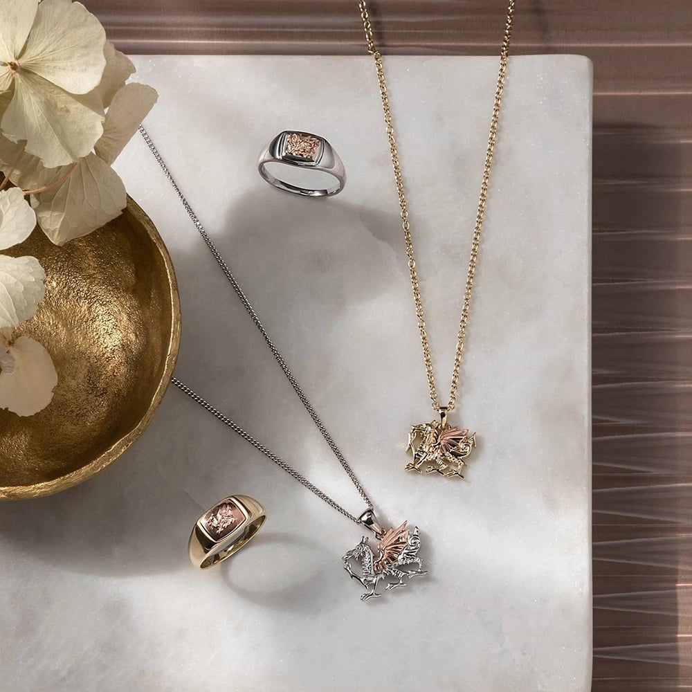 Clogau Welsh Dragon Silver 9ct Rose Gold Necklace SD003