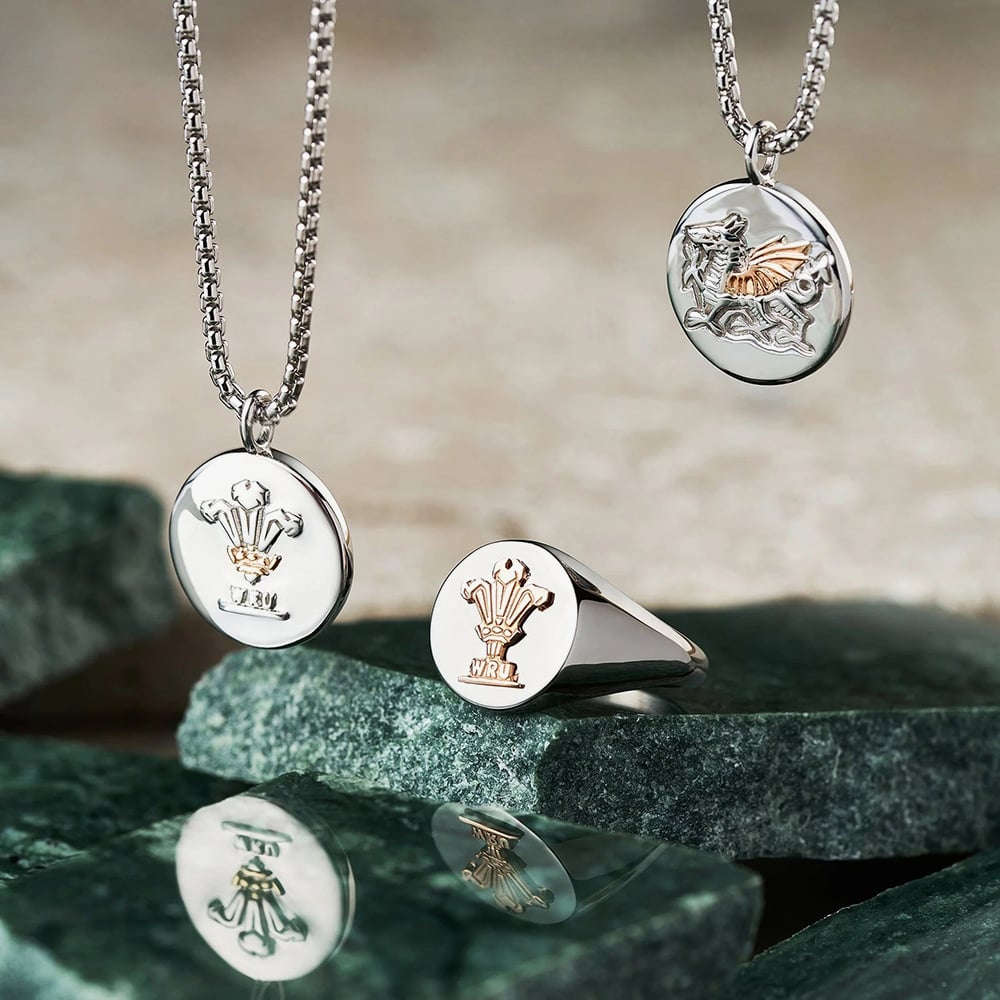 Clogau WRU Silver 9ct Rose Gold Welsh Dragon Double Sided Necklace 3SWRUWDP