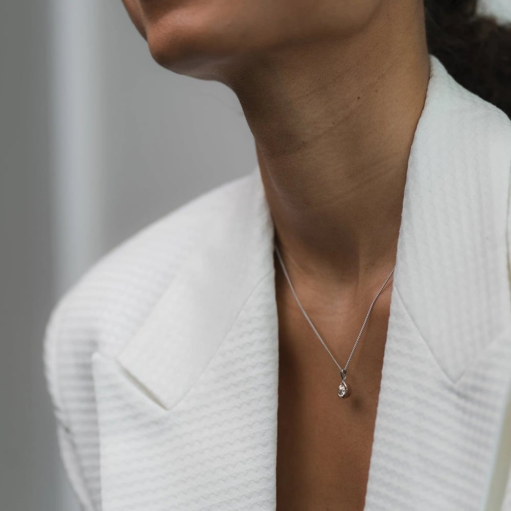 Clogau Celebration Silver 9ct Rose Gold Topaz Circle Necklace 3SMP5
