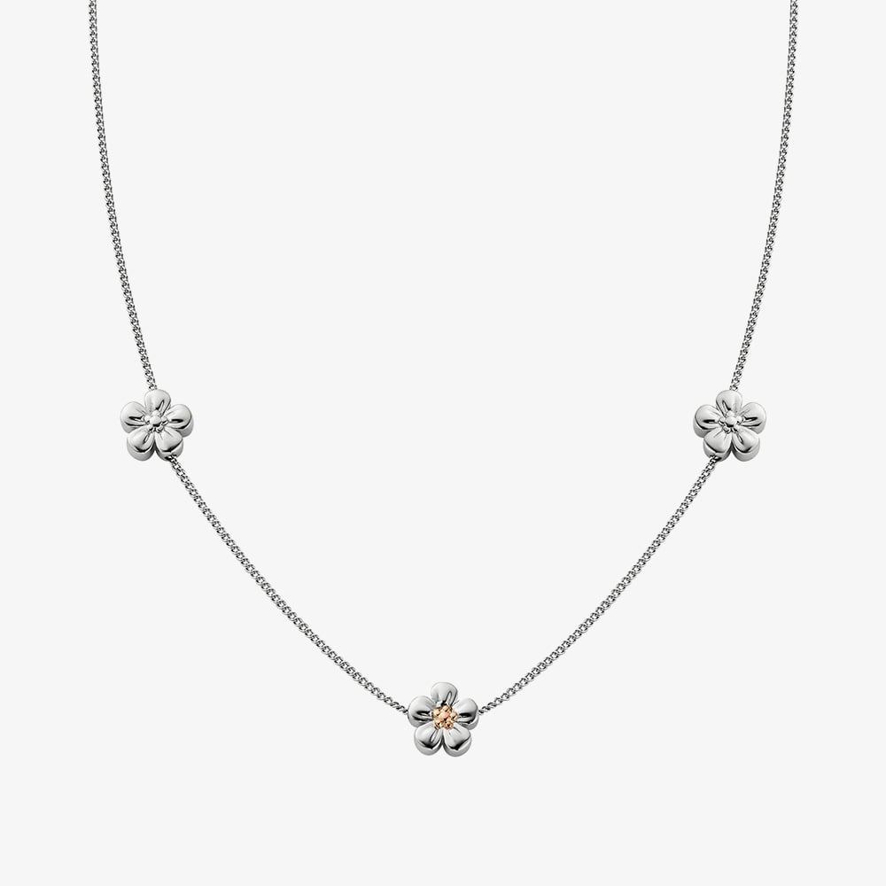 Clogau Two Colour Natures Wonder Forget Me Not Necklace 3SNWO960