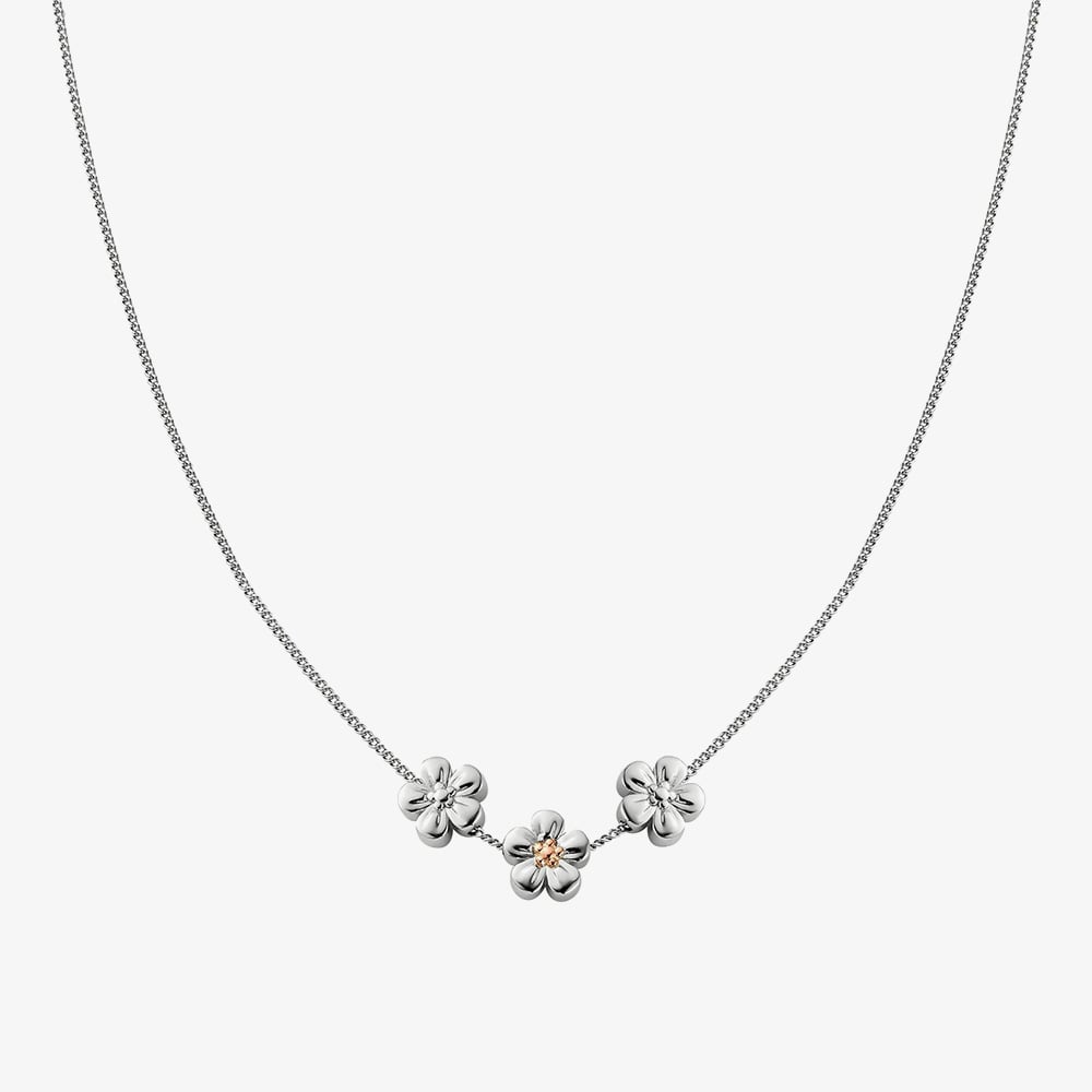 Clogau Two Colour Natures Wonder Forget Me Not Necklace 3SNWO960