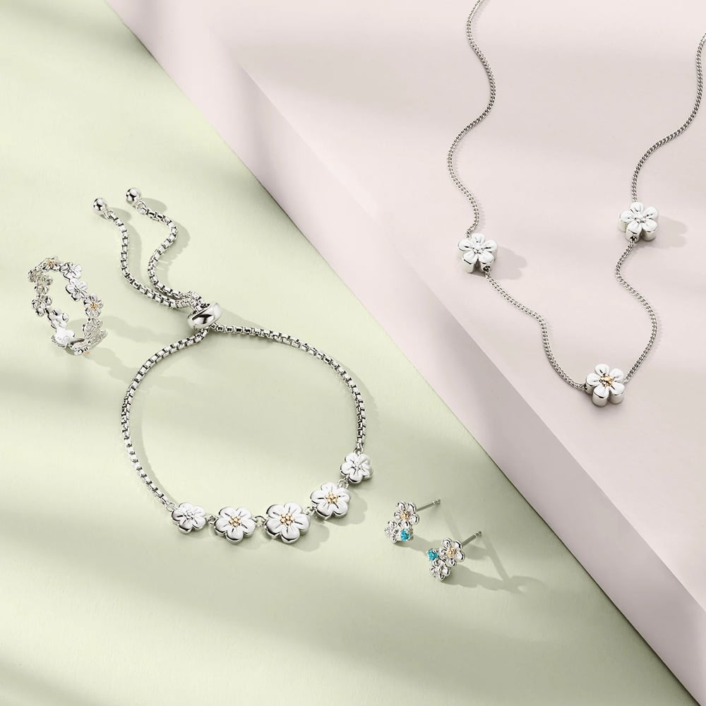 Clogau Two Colour Natures Wonder Forget Me Not Necklace 3SNWO960