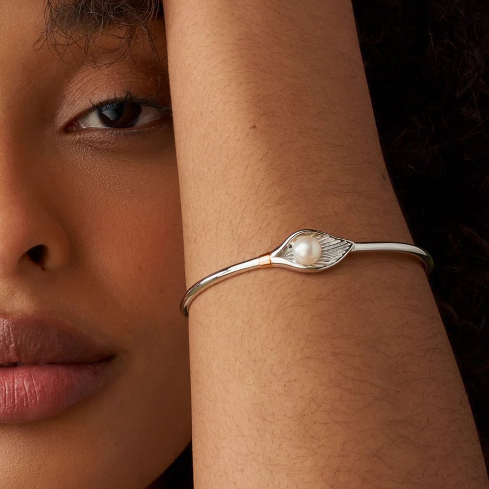Clogau Natures Wonder Two Tone Pearl Shell Bangle Bracelet 3SLYV0793