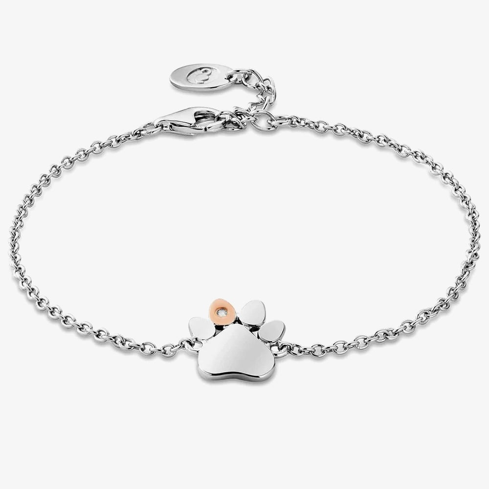 Clogau Paw Prints On My Heart Silver Paw Bracelet 3SPWP0822