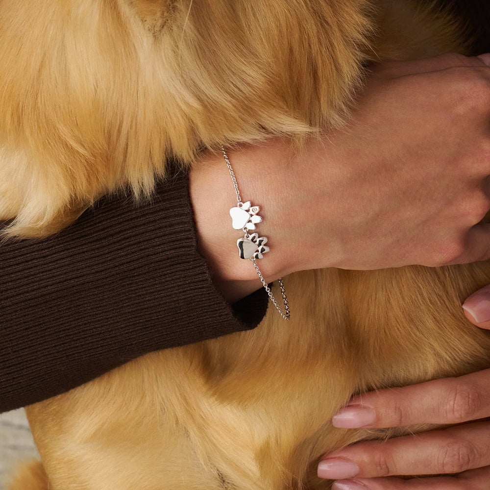 Clogau Paw Prints On My Heart Silver Two Paws Bracelet 3SPWP0823