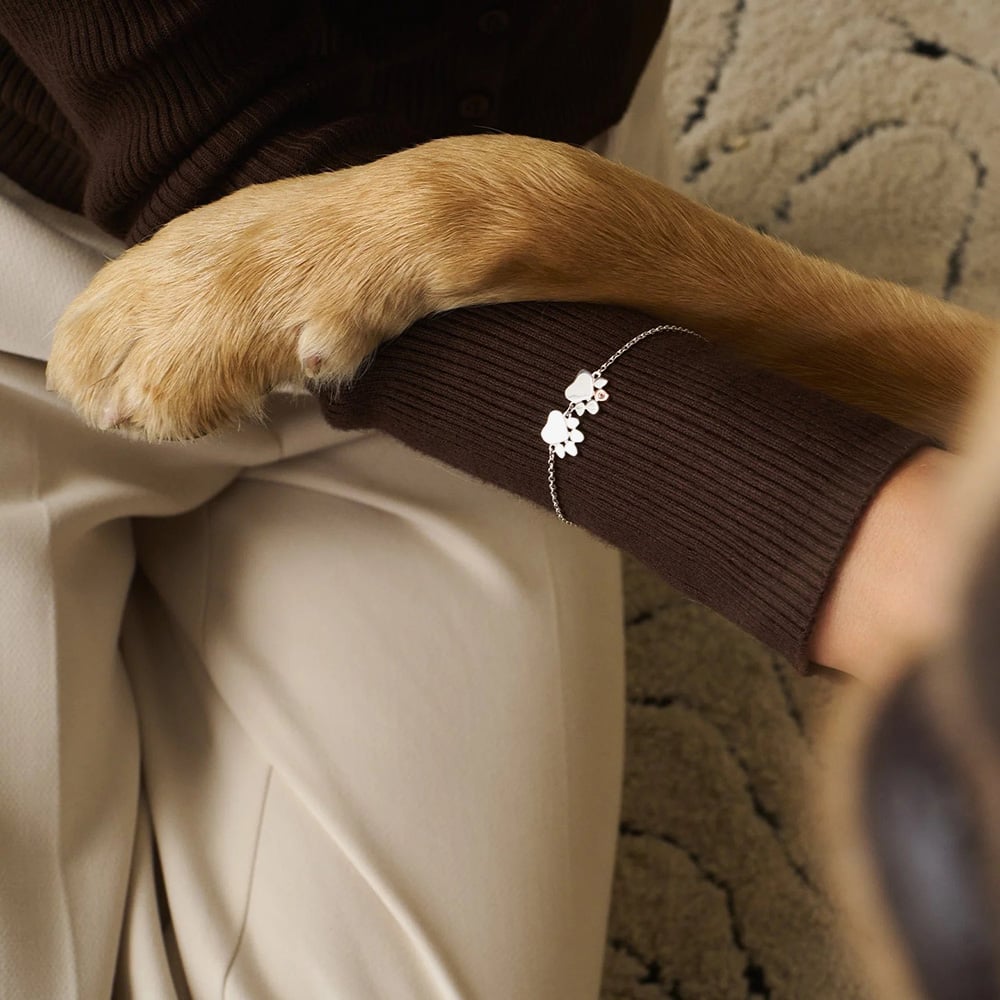 Clogau Paw Prints On My Heart Silver Two Paws Bracelet 3SPWP0823