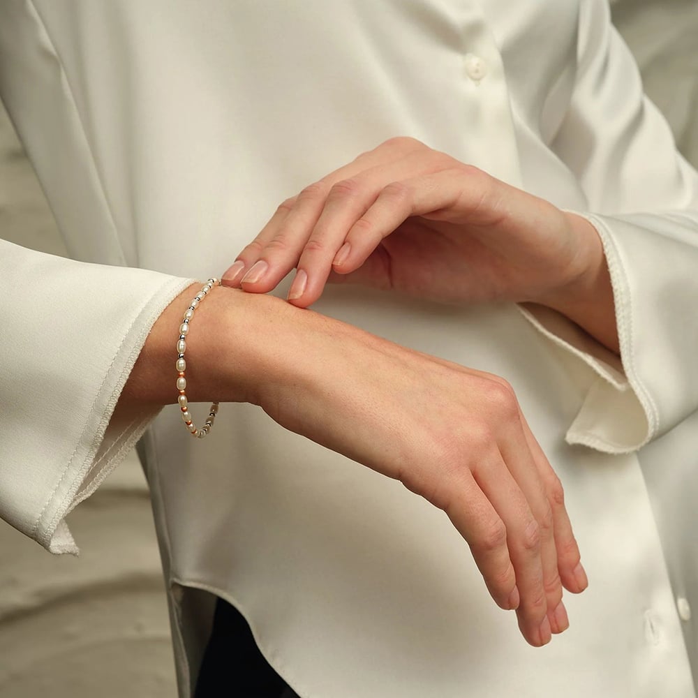 Clogau Beachcomber Silver Pearl Beaded Bracelet 3SBCH0629