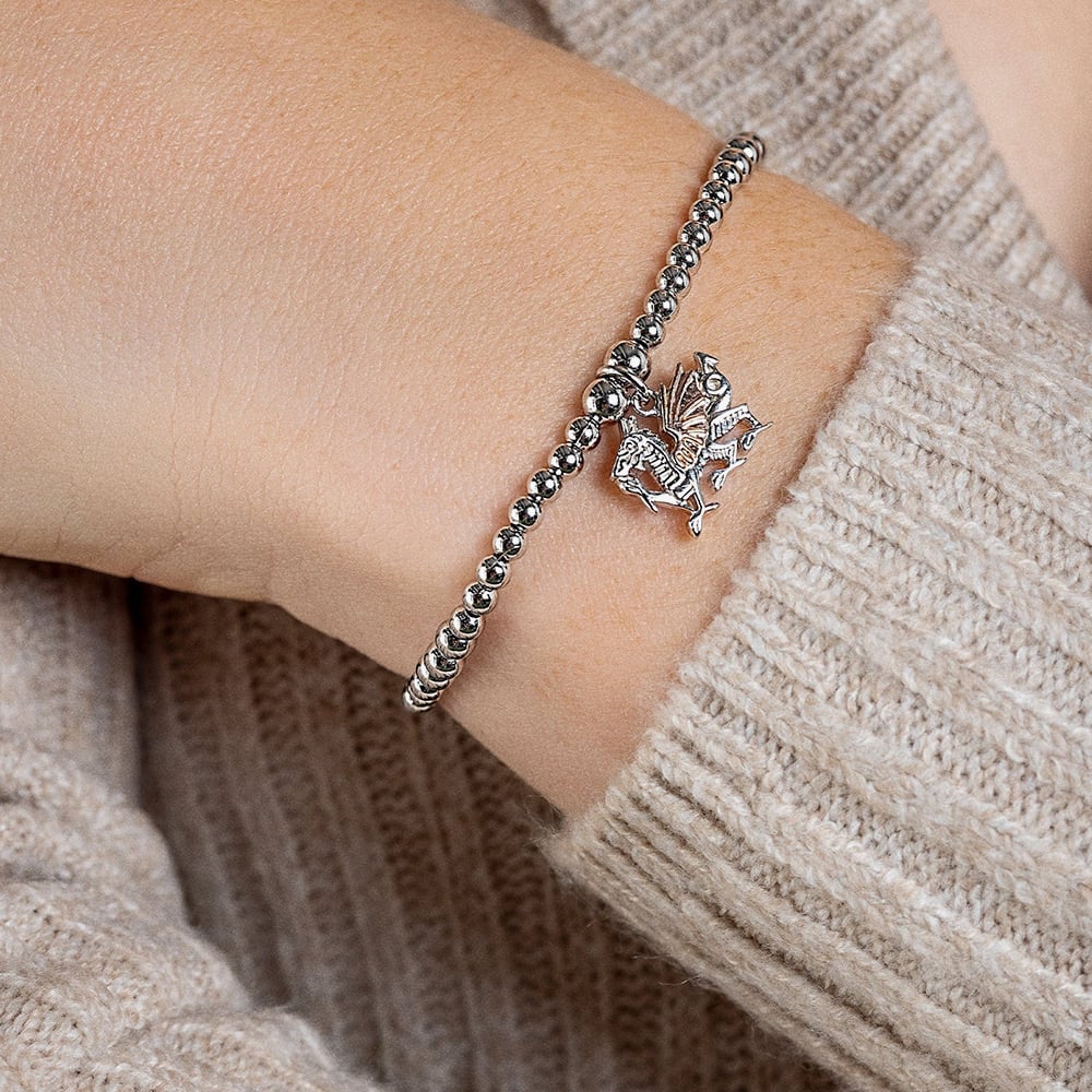 Clogau Welsh Dragon Silver 9ct Rose Gold Affinity Bead Bracelet 3SBB53S