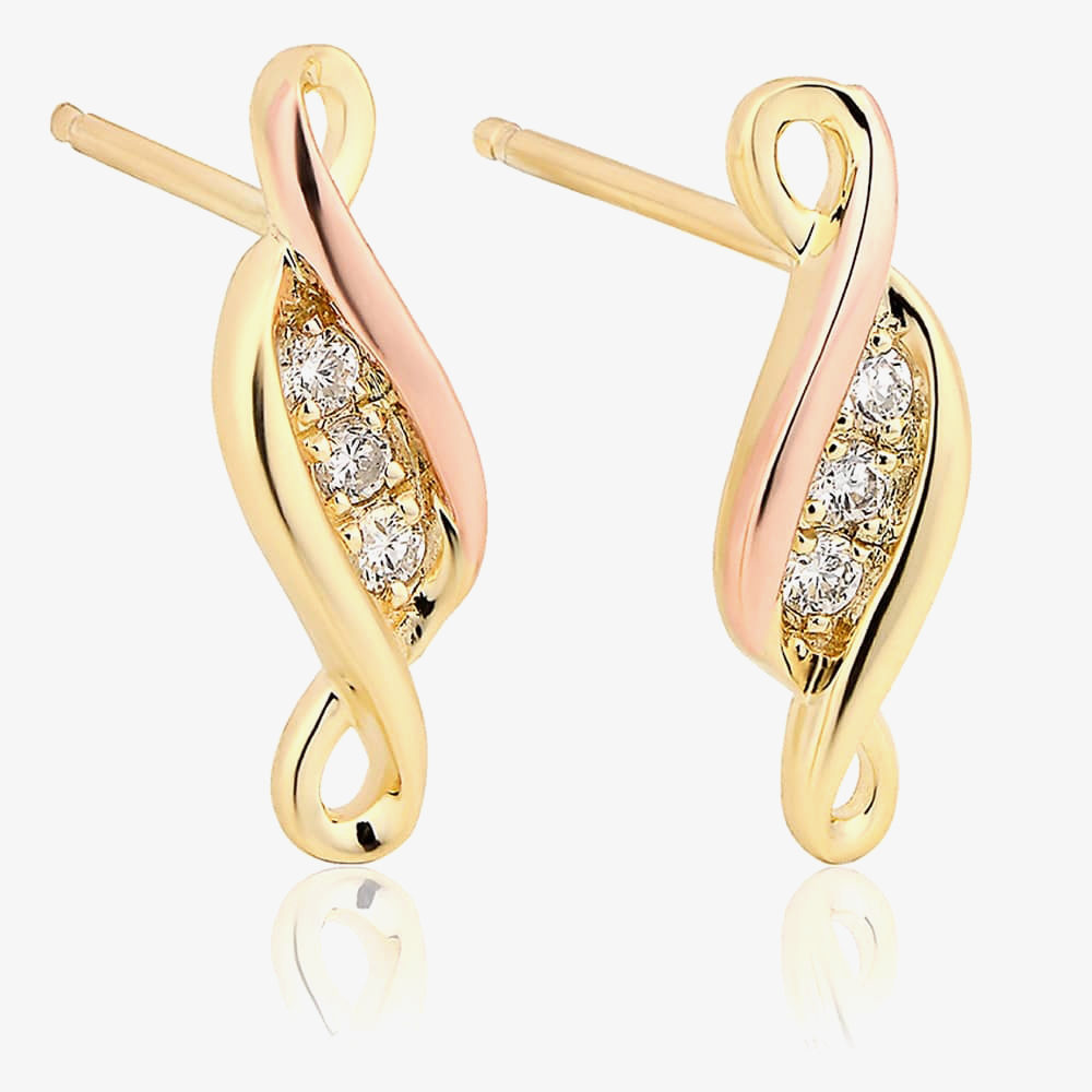 Product photograph of Clogau 9ct Gold Past Present Future Stud Earrings Ppfe from The Jewel Hut