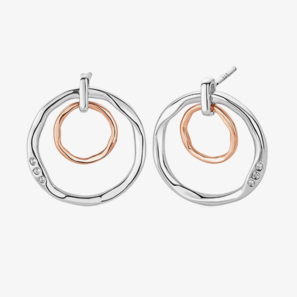 Product photograph of Clogau Ripples Double Hoop White Topaz Drop Earrings 3srpp0208 from The Jewel Hut