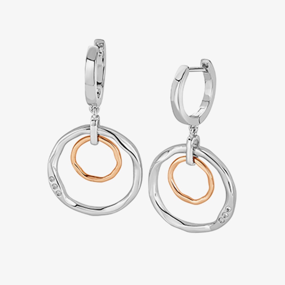 Clogau Ripples Double Hoop White Topaz Creole Earrings 3SRPP0214