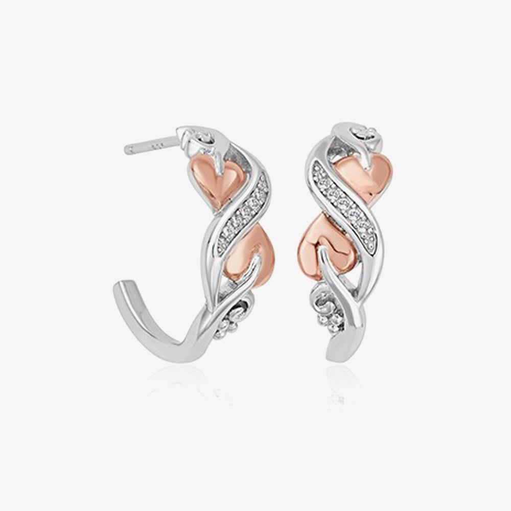 Clogau Tree of Life White Topaz Half Hoop Earrings 3STOL0203