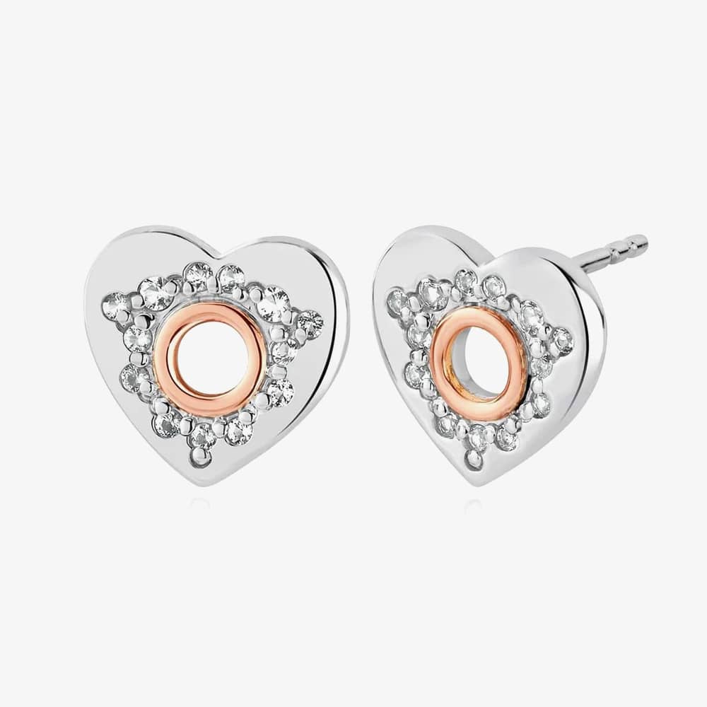 Product photograph of Clogau Cariad Silver Sparkle Heart Stud Earrings 3scrs0652 from The Jewel Hut
