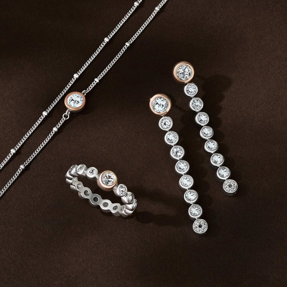 Clogau Celebration Silver White Topaz Drop-Hoop Earrings 3SCLC0799