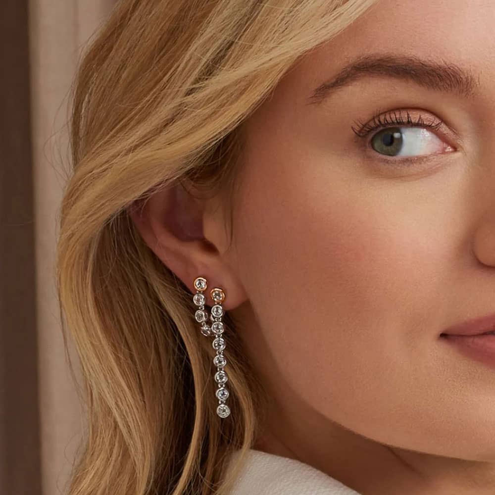Clogau Celebration Silver White Topaz Drop-Hoop Earrings 3SCLC0799
