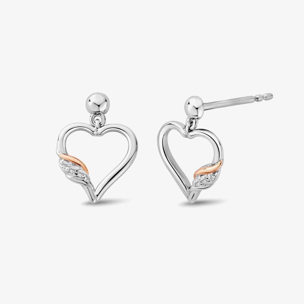 Product photograph of Clogau Past Present Future Silver White Topaz Heart Stud Earrings 3sppf0800 from The Jewel Hut