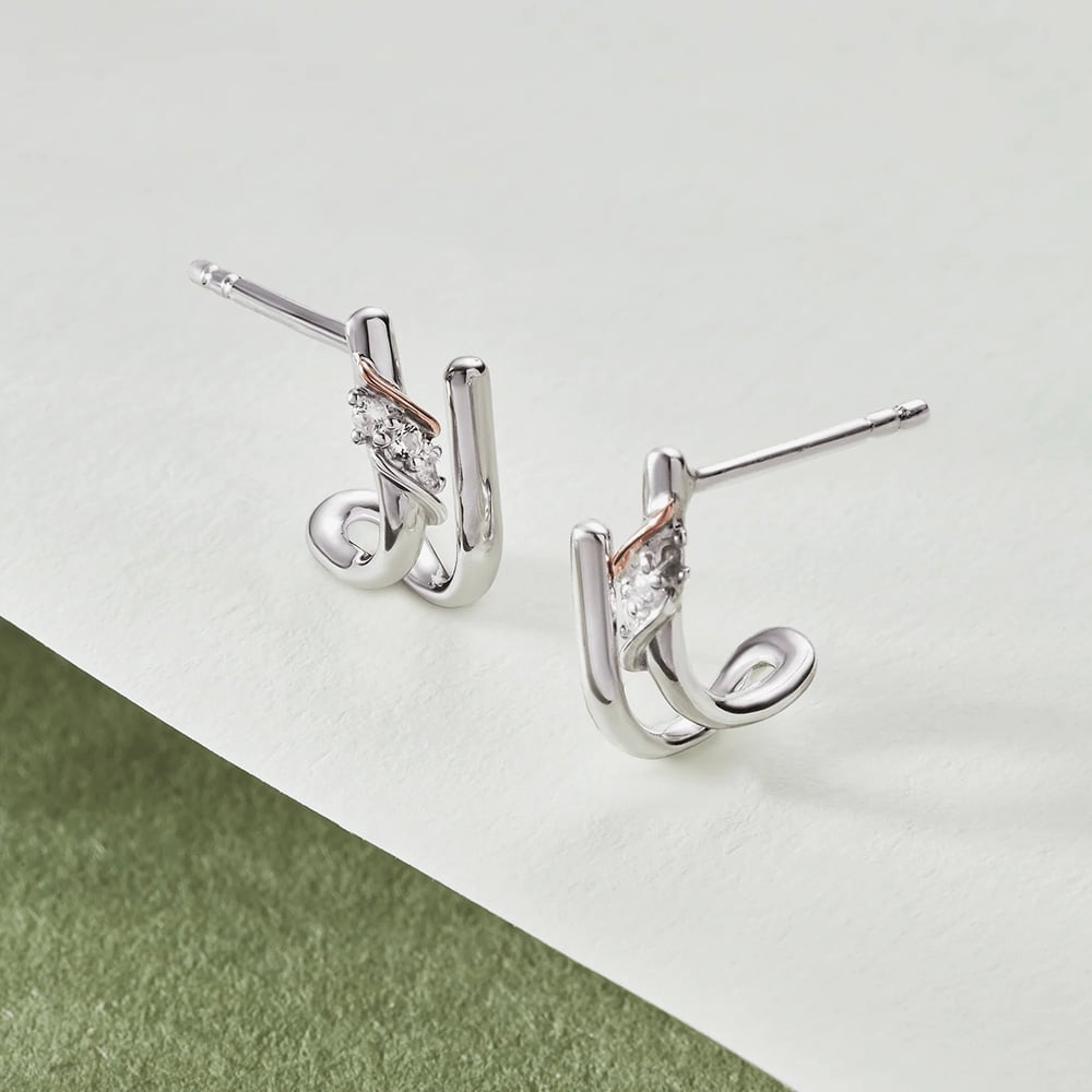 Clogau Two Colour Past Present Future Curve Stud Earrings 3SPPF964