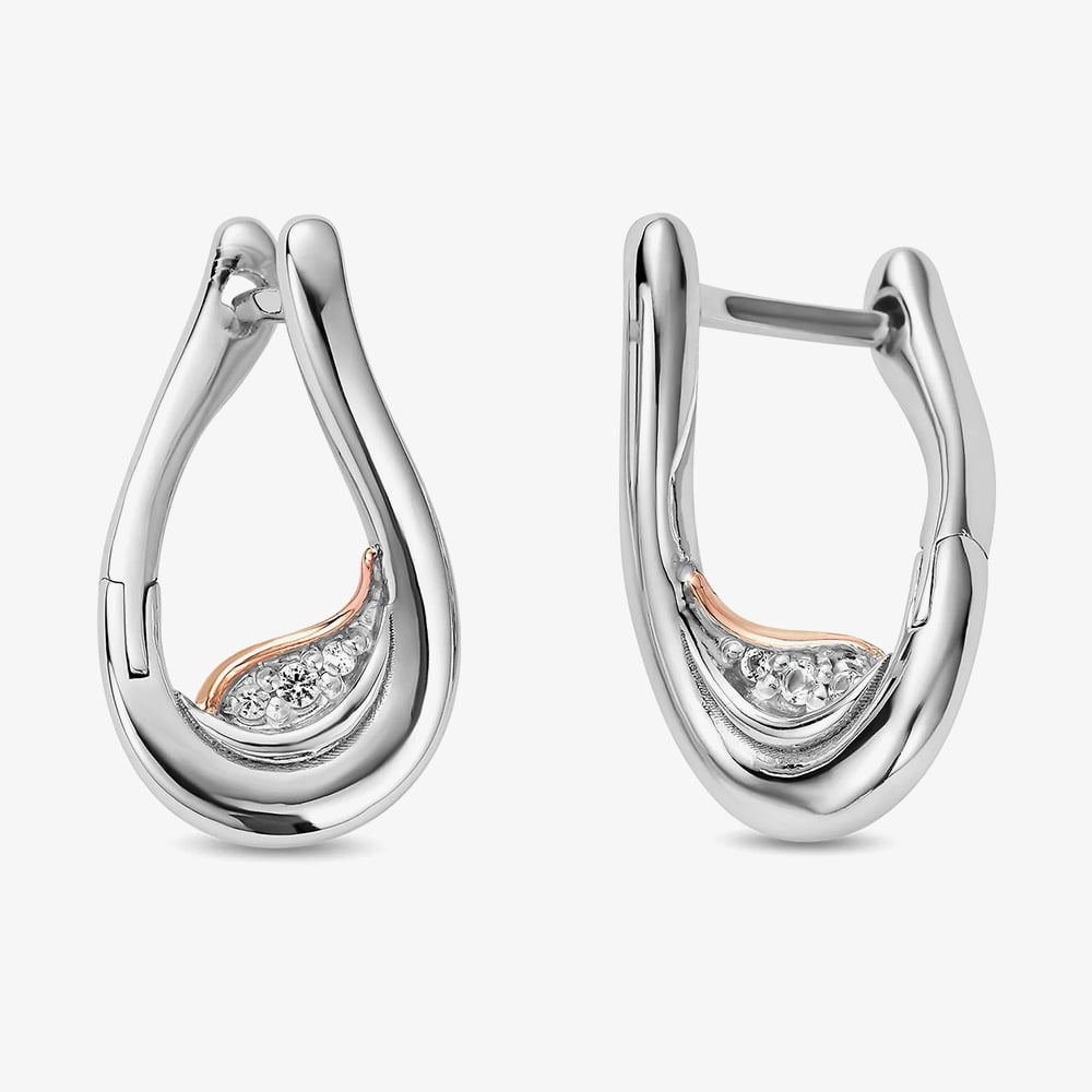 Clogau Two Colour Past Present Future Twist Hoop Earrings 3SPPF962