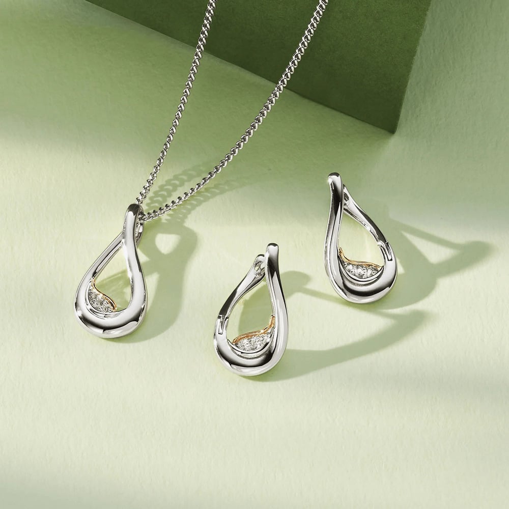Clogau Two Colour Past Present Future Twist Hoop Earrings 3SPPF962