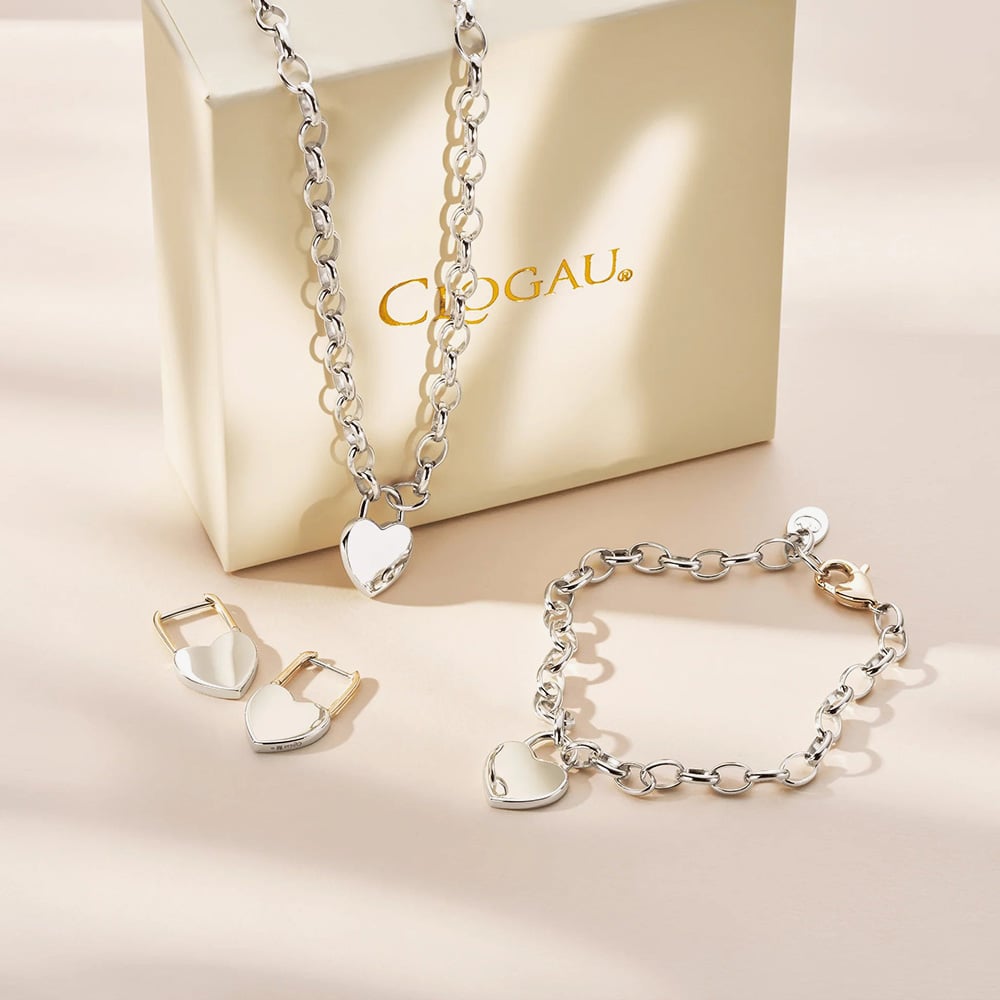 Clogau Two Colour Cariad Heart Padlock Hoop Earrings 3SCAR976