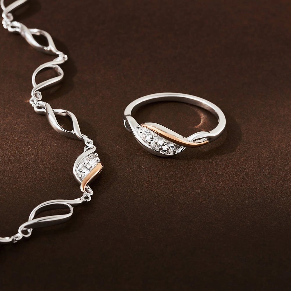 Clogau Past Present Future White Topaz Ring 3SPPFR