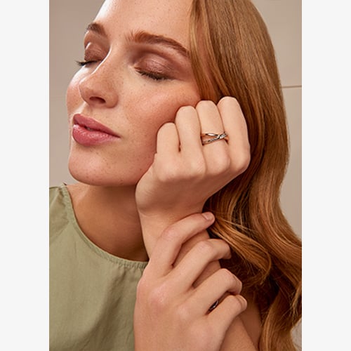 Clogau Ripples Cross Over White Topaz Ring 3SRPP0209
