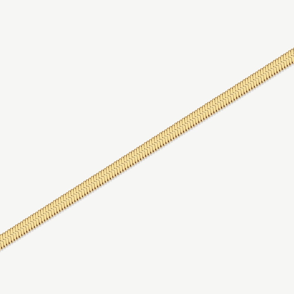 D.Louise Yellow Gold Tone Plated Stainless Steel Herringbone Essentials Bracelet GB-006