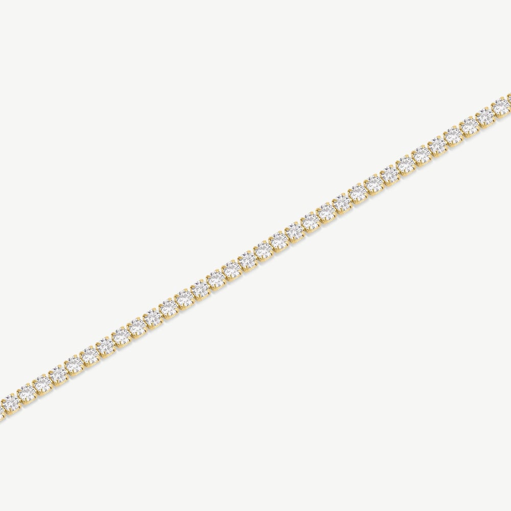 D.Louise Yellow Gold Tone Plated Stainless Steel Cubic Zirconia Tennis Bracelet GB-043