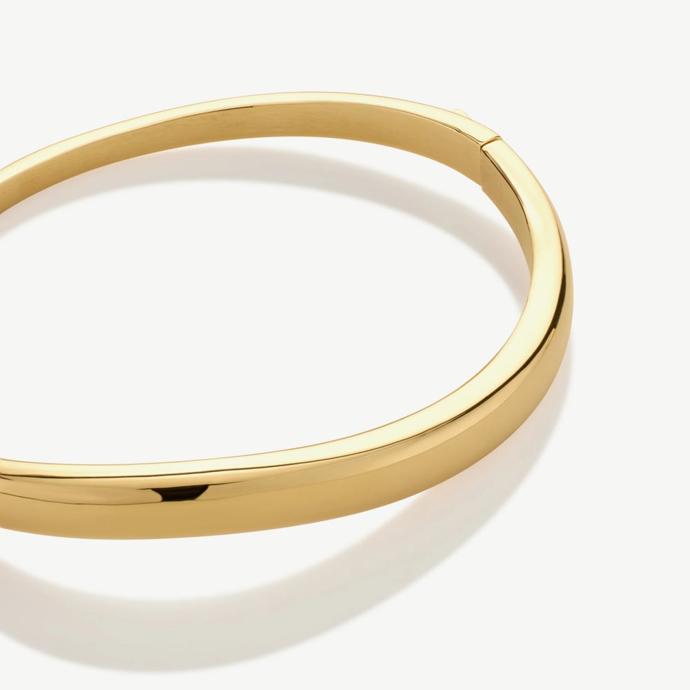 D.Louise Yellow Gold Tone Plated Stainless Steel Wave M/L Bangle SKB-039-02