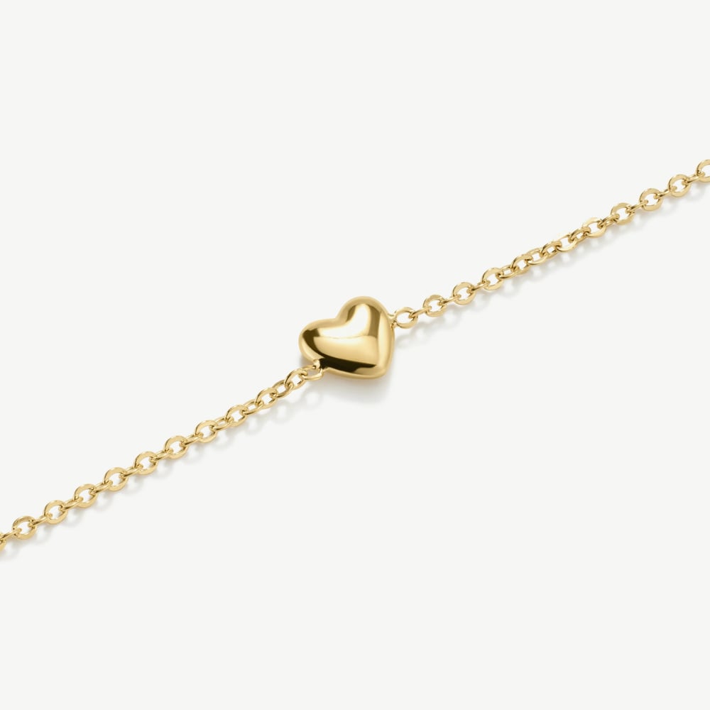 D.Louise Yellow Gold Tone Plated Stainless Steel Mini Heart Bracelet SKB-58