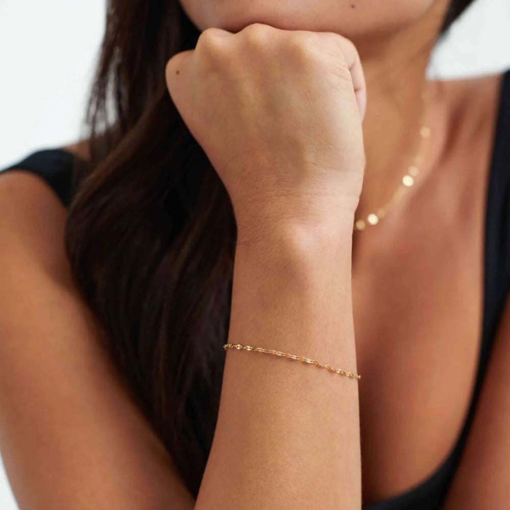D.Louise Yellow Gold Tone Plated Stainless Steel Single Dainty Bracelet GB-013