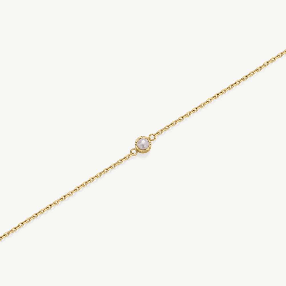 D.Louise Yellow Gold Tone Plated Stainless Steel Bridesmaid Dainty Pearl Bracelet SKB-15