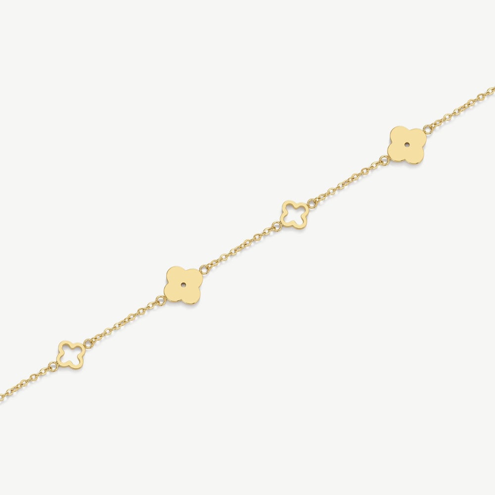 D.Louise Yellow Gold Tone Plated Stainless Steel Multi Clover Bracelet SKB-20