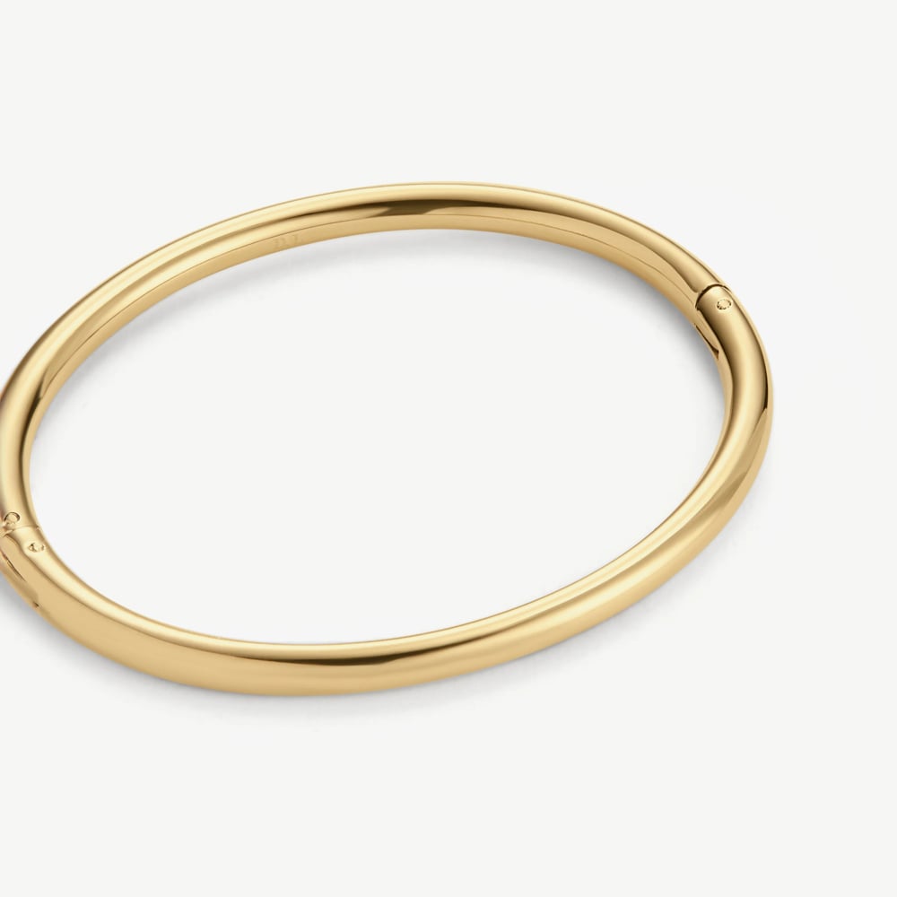 D.Louise Yellow Gold Tone Plated Stainless Steel Classic Oval M/L Bangle YBB-014-02