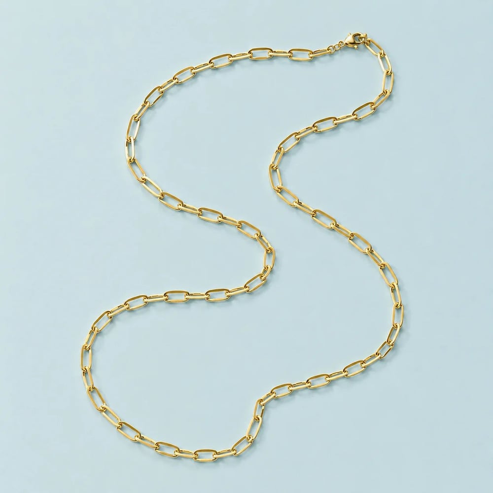 D.Louise Yellow Gold Tone Plated Stainless Steel Paperclip Chain GN-010