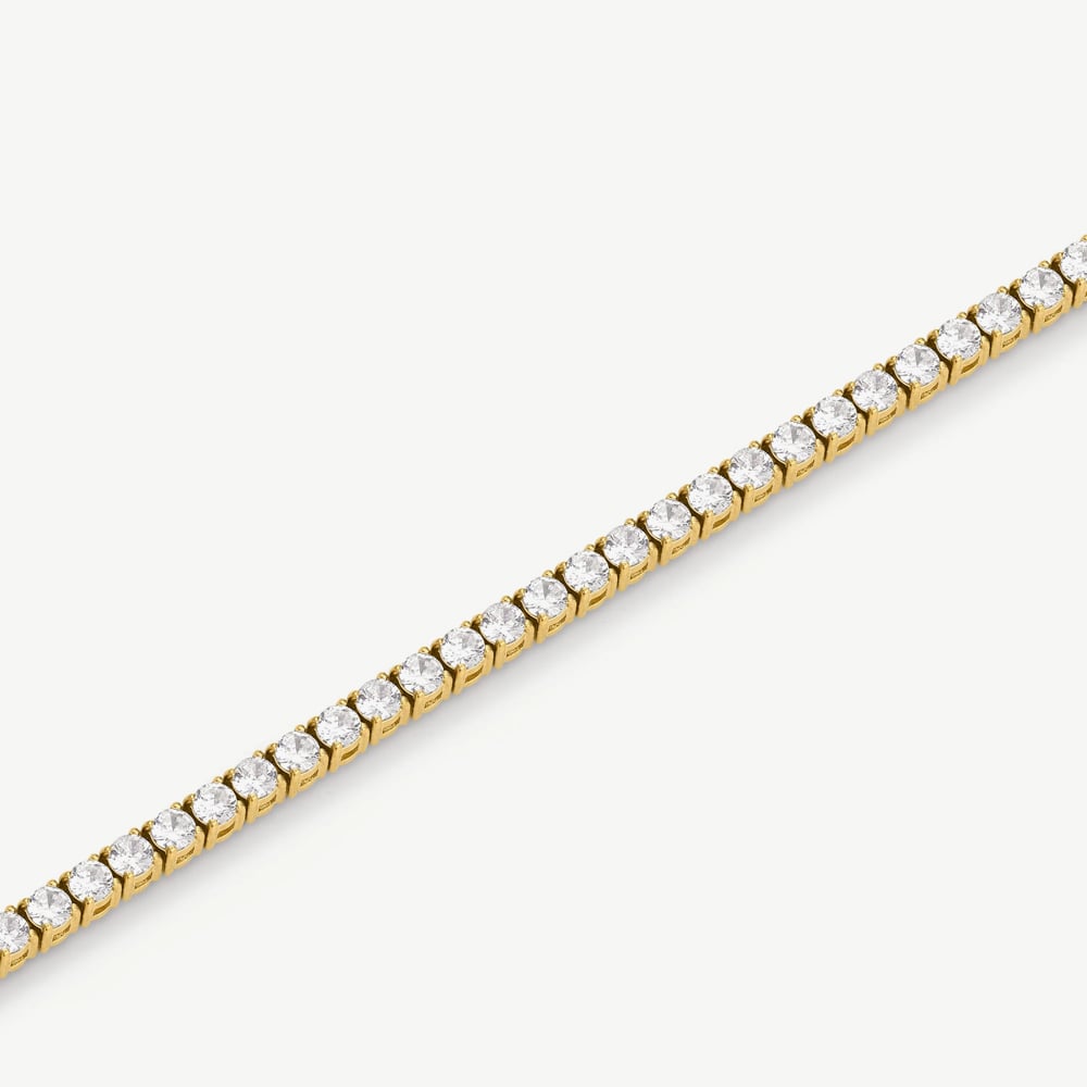 D.Louise Yellow Gold Tone Plated Stainless Steel Cubic Zirconia Tennis Necklace THN-36