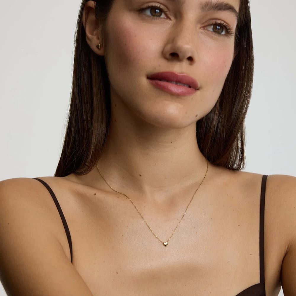 D.Louise Yellow Gold Tone Plated Stainless Steel Mini Heart Pendant THN-61