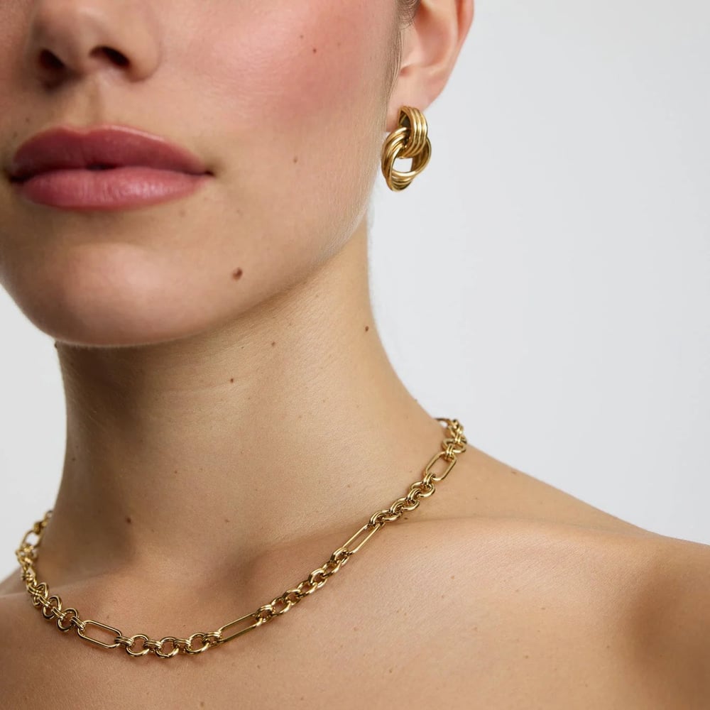 D.Louise Yellow Gold Tone Plated Stainless Steel Eternal Link Chain NAN-06