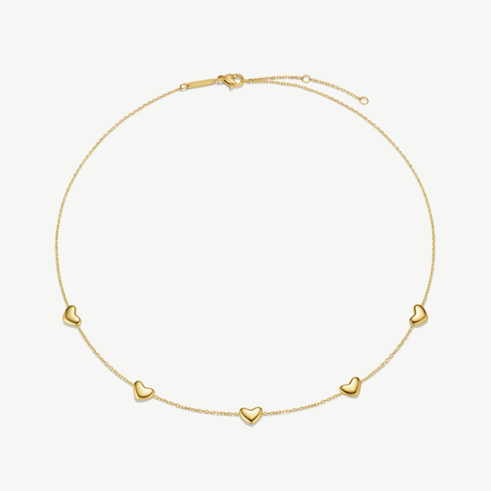 D.Louise Yellow Gold Tone Plated Stainless Steel Bubble Heart Necklace NAN-14