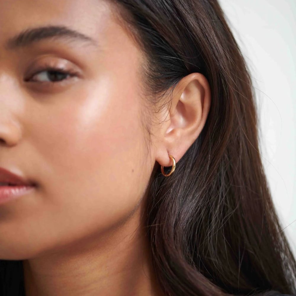 D.Louise 14ct Yellow Gold Plated Stainless Steel Essential Extra Small Hoop Earrings GE-067