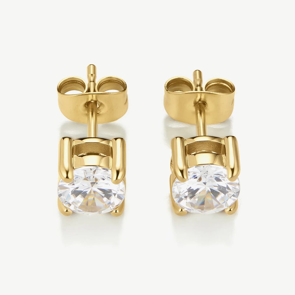 D.Louise Yellow Gold Tone Plated Stainless Steel Tennis Stud Earrings YBE-12-06