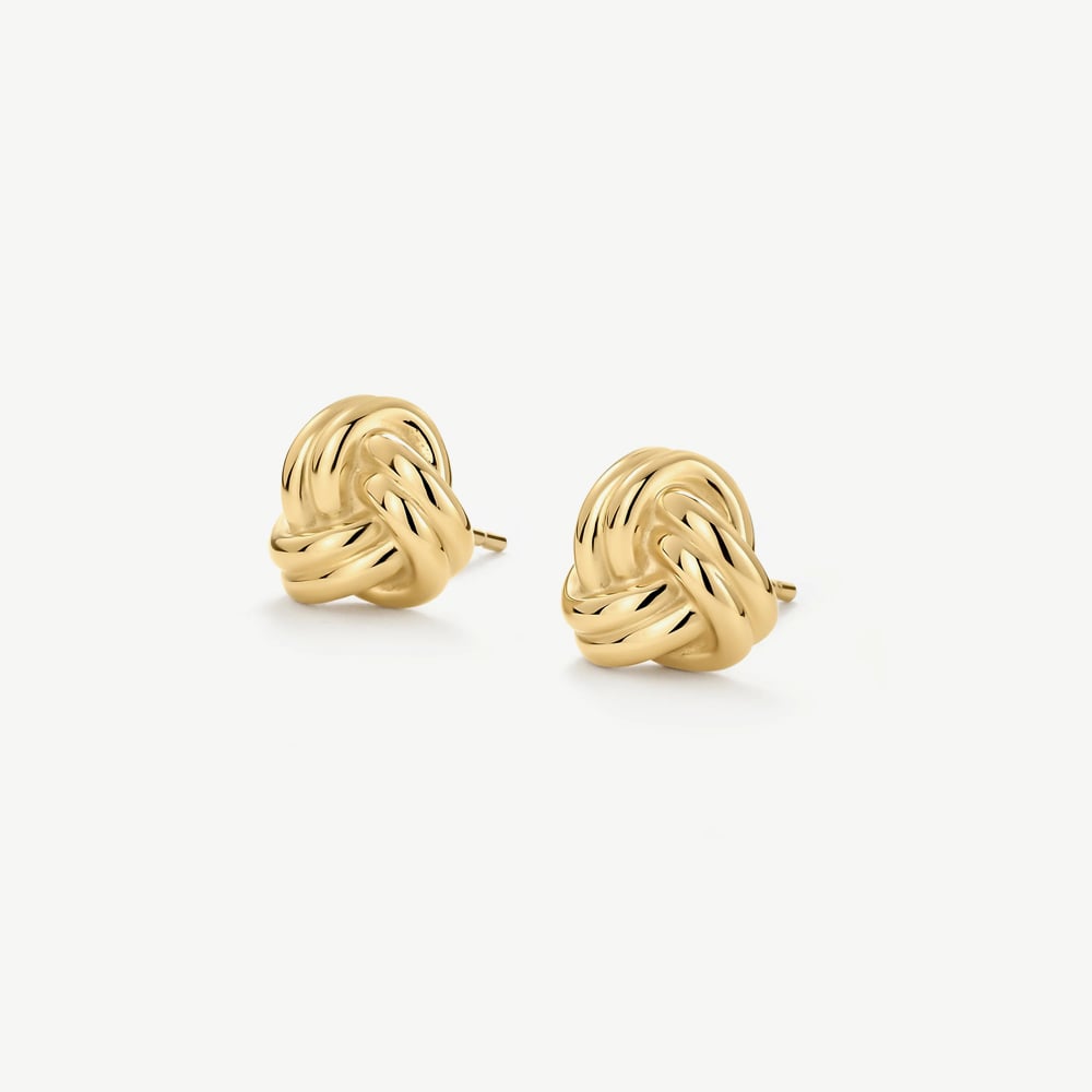 D.Louise Yellow Gold Tone Plated Stainless Steel Knot Stud Earrings YBE-14
