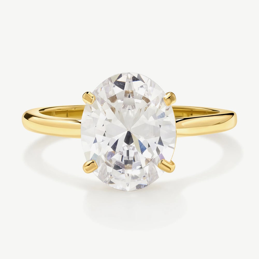 D.Louise Yellow Gold Tone Plated Stainless Steel Crystal Solitaire Ring YBR-011