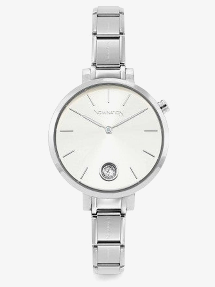 Product photograph of Nomination Ladies Composable Time Silver Tone Cubic Zirconia Dial Bracelet Watch 076033 017 from The Jewel Hut
