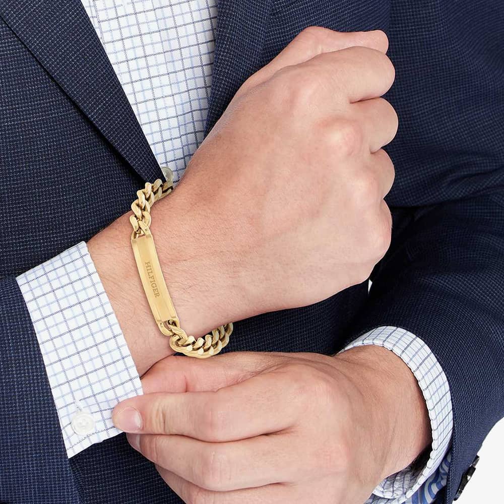 Tommy Hilfiger Clash Gold Plated Logo Curb Chain Bracelet 2790580