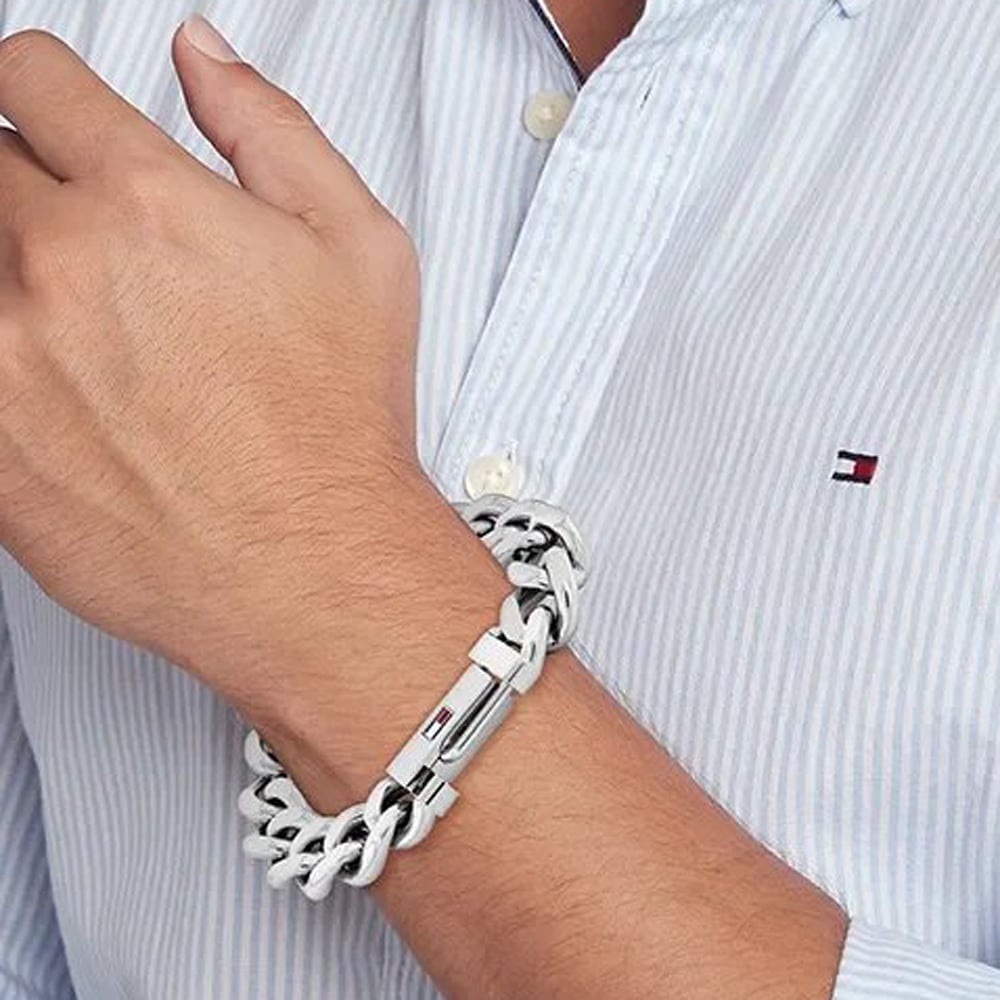 Tommy Hilfiger Mens Wild Silver Chain Bracelet 2790637