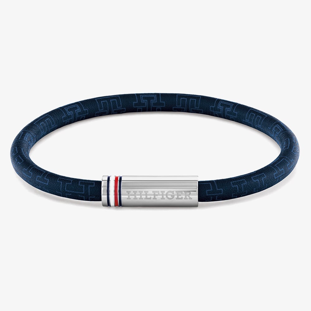 Tommy Hilfiger Printed Cord Blue Leather 19cm Bracelet 2790702
