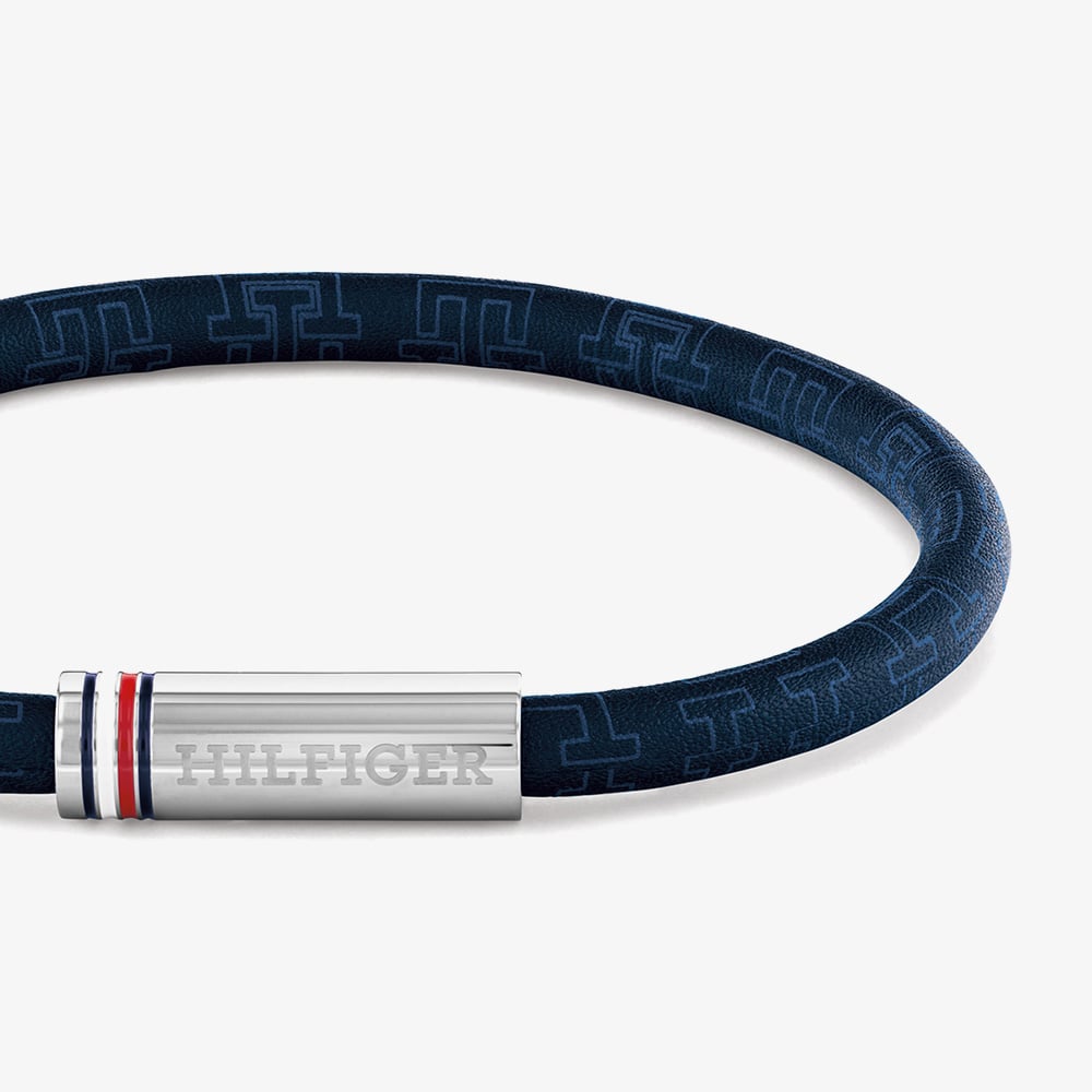Tommy Hilfiger Printed Cord Blue Leather 19cm Bracelet 2790702