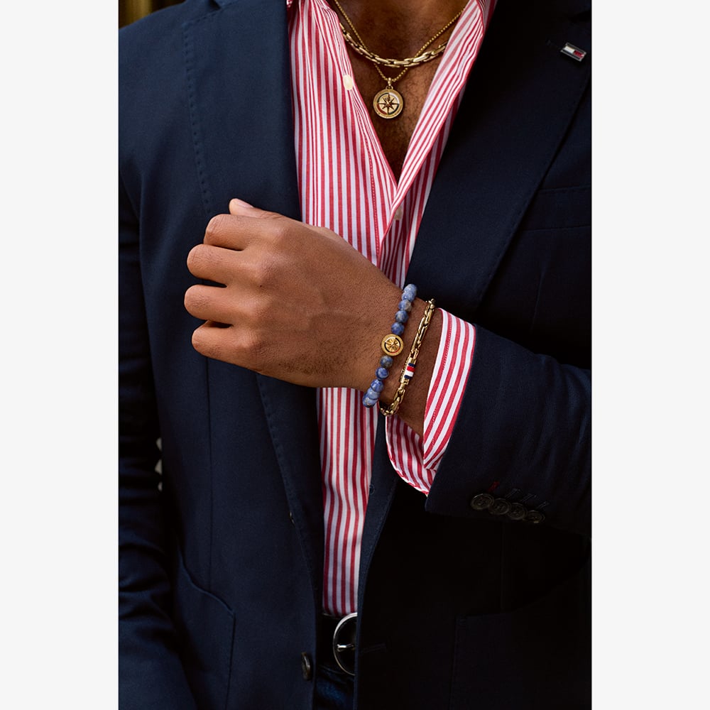 Tommy Hilfiger Yellow Gold Tone Plated Stainless Steel Rectangle Belcher Chain Bracelet 2790750