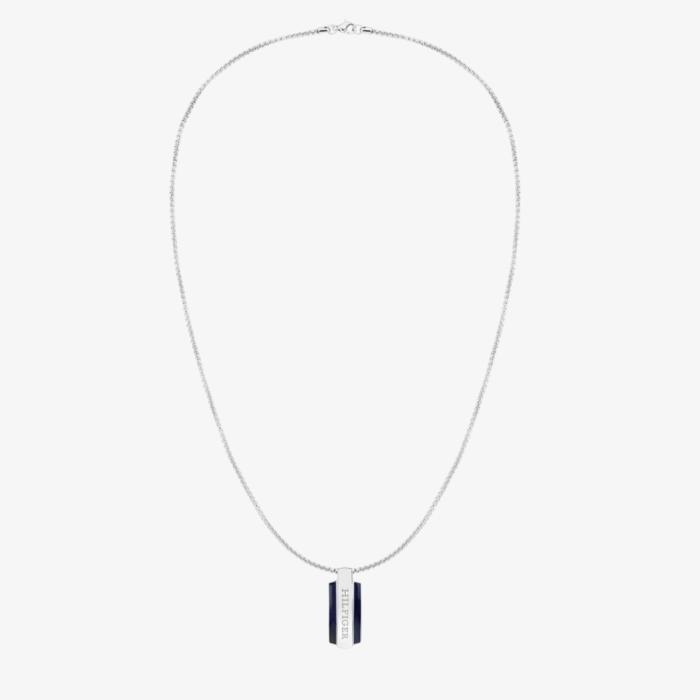 Tommy Hilfiger Parker Mens Stainless Steel Dog Tag Pendant Necklace 2790599